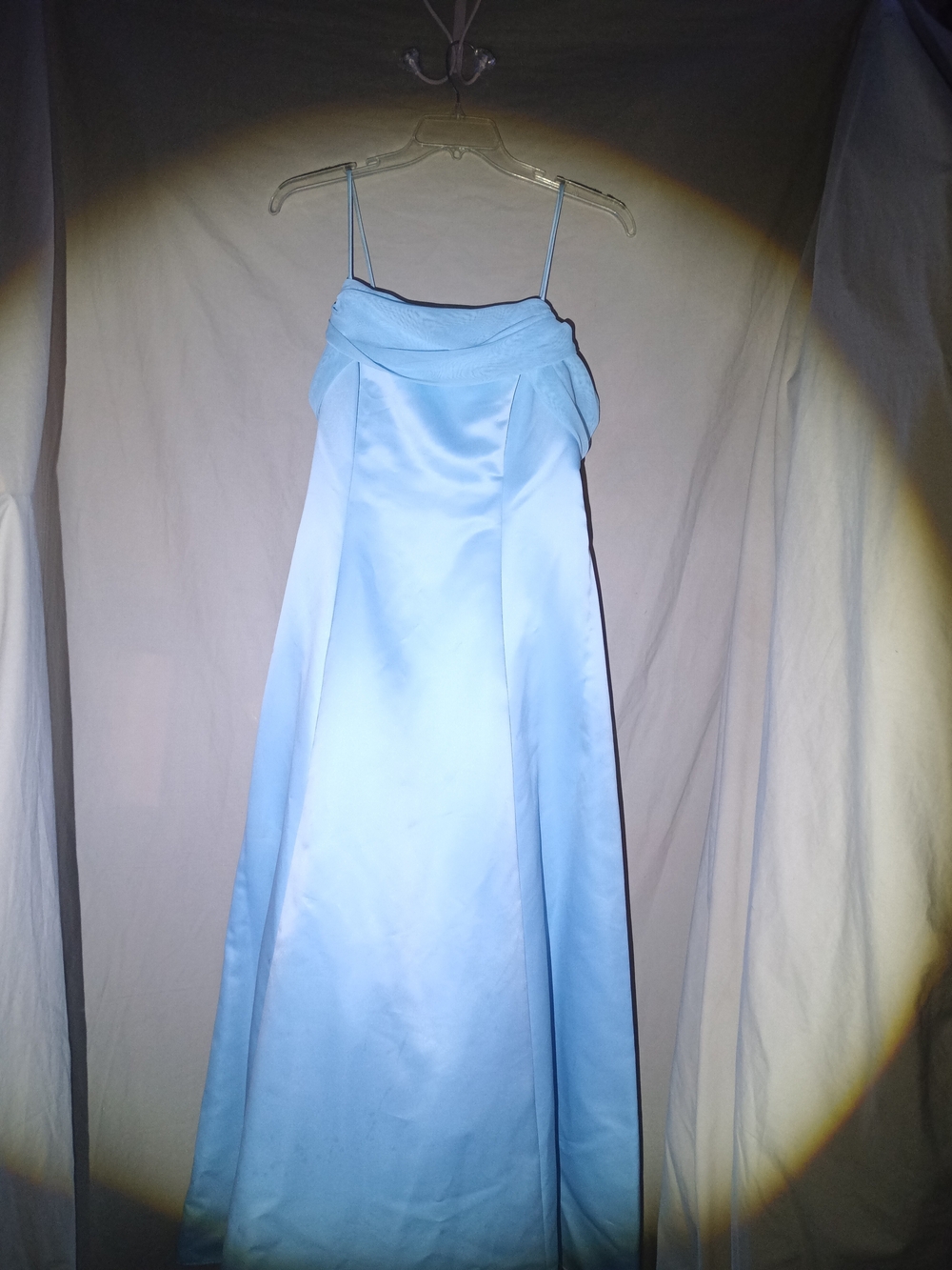 Vintage Fiesta Baby Blue Satin Prom Dress Formal Evening Gown Size XL